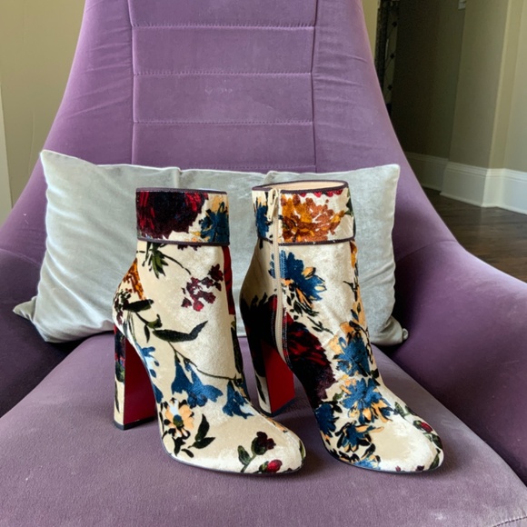 Christian Louboutin Moulamax 100 Velours Bouquet Boot 38.5 - Picture 4 of 7